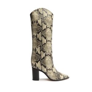 Schutz Maryana Block Heel Snake Leather Boots